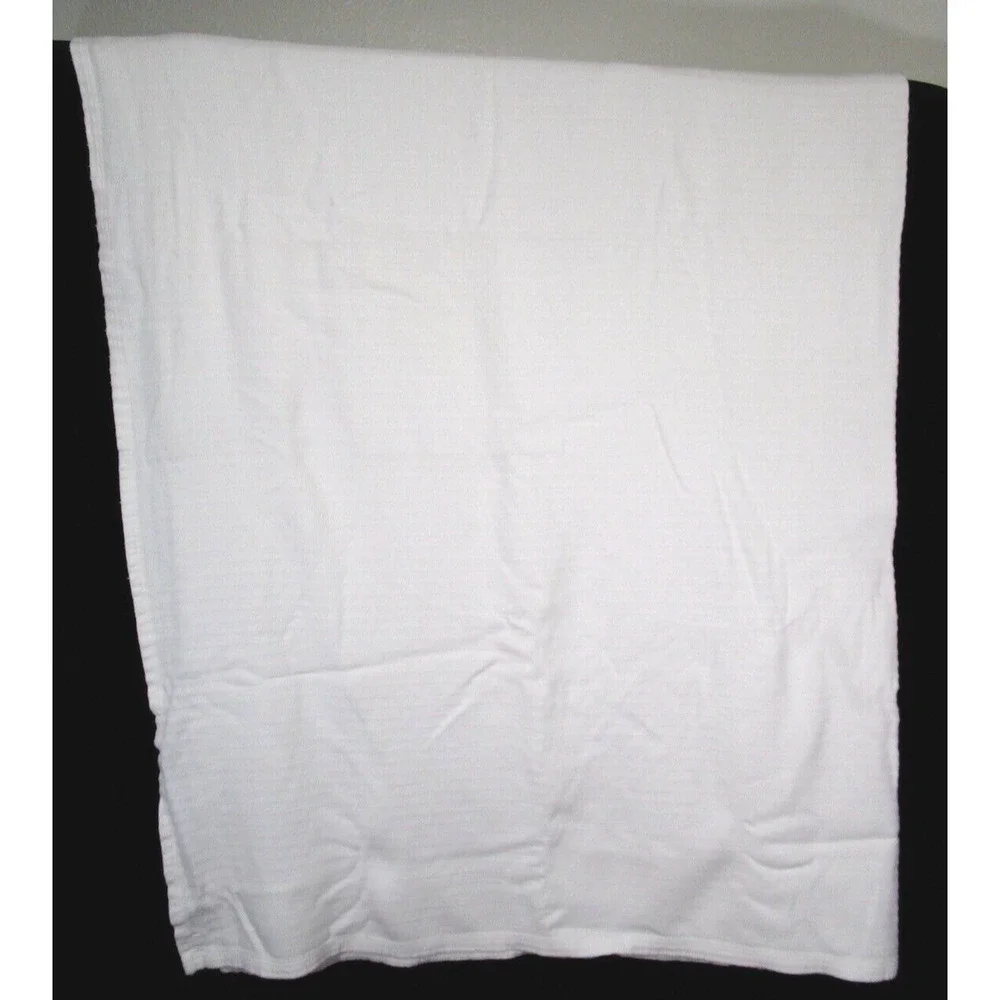West Elm Solid White Soft Cotton Knit Full/Queen Blanket 80